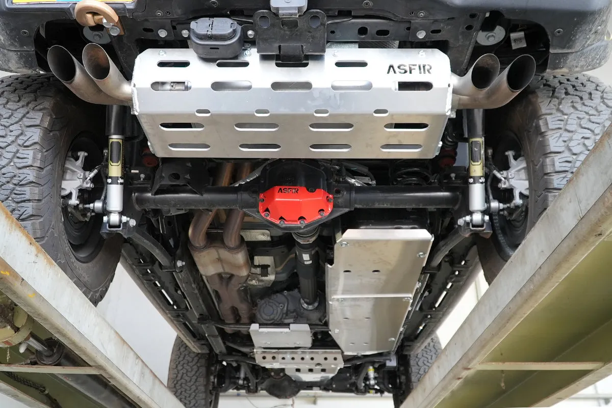 Full ASFIR skid plate kit installed under a Jeep Wrangler JL 392